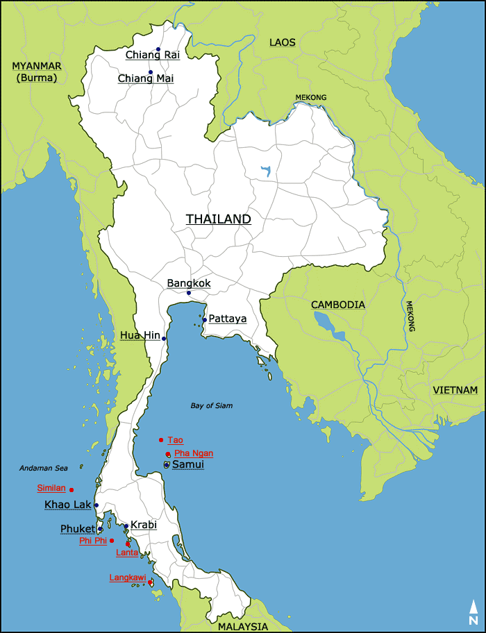 Mapa Thajska